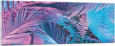 Produktbild von Bilder auf glas - Einteilig - Blätter Rosa Blau - 90x30cm - Glasbilder - Wandbilder - Bilder - zum Aufhängen bereit - Wanddekoration aus Glas - Glas Bilder - Wandbild auf Glas - GAB90x30-4401