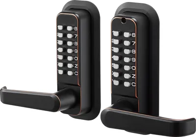 Produktbild von SucceBuy Mechanisches Codeschloss mit doppelseitigem Tastensystem (4- bis 7-stelliger Code), schlüsselloses Türschloss mit Griff und automatischer Verriegelung, geeignet für Haustüren und Garagen, in Ölgebronzefarbe