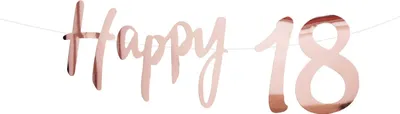 Produktbild von Oblique Unique Happy 18 Girlande Banner 1,5m Geburtstag Jubiläum Party Feier Deko - rose gold