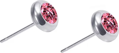 Produktbild von Uni-Ohrstecker aus Edelstahl mit Strasssteinen, Helix-Piercing-Schmuck, Geschenk-Rosa