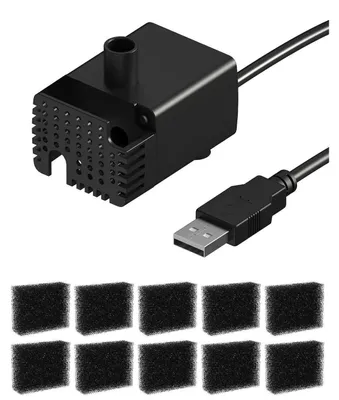 Obrázek produktu pro Náhradní pumpa pro fontánky pro domácí mazlíčky WDQ1/WDQ3, objem 2,5 litru, vhodná pro kočky a psy, tichá. Obsah: 1 pumpa + 10 houbových filtrů