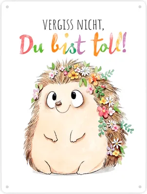 Produktbild von Igel Metallschild XXL in 28x38 cm mit Spruch Vergiss nicht Du bist toll