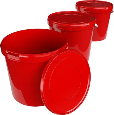 Produktbild von Eimer mit Deckel 10 L | Vorratseimer | Lebensmittelecht Rot | PP | 3 Stück