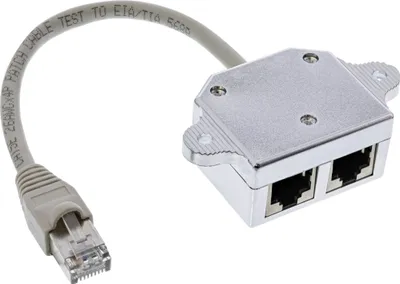 Produktbild von Adapter T InLine® Cat.5e / ISDN wtyk RJ45 do 2x gniazdo RJ45, 0,15 m