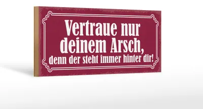 Produktbild von Holzschild Spruch 27x10cm vertraue nur deinem Arsch denn