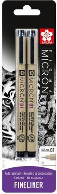 Produktbild von SAKURA Fineliner Pigma Micron 01 0,25mm schwarz 2 Stück Blister