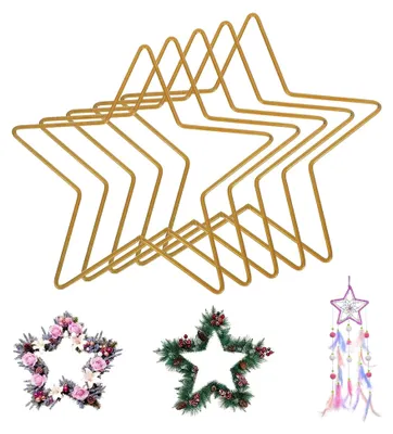 Produktbild von 5 Stück Metallsterne zum Basteln - Goldene Wand- und Fensterdeko (20x20cm)