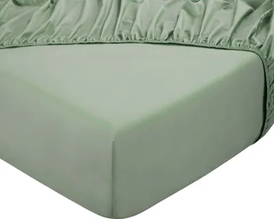 Produktbild von DoubleDry Spannbettlaken 140x200 cm - 100% Baumwolle - Spannbetttuch - Gummiband rundum - 28 cm Steg - Altgrün