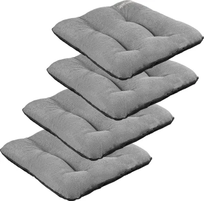 Produktbild von SuperKissen24. Stuhlkissen Outdoor - Sitzkissen für Stühle 4er Set 45x45 cm - Outdoor Kissen Wetterfest mit Füllung - Grau Leinen