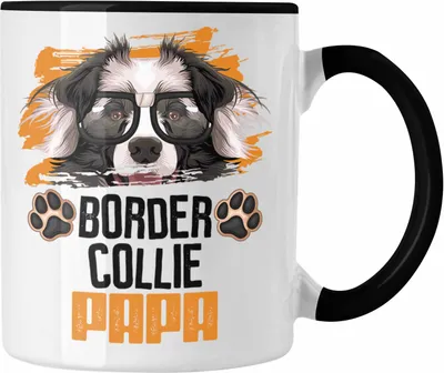 Produktbild von Trendation - Border Collies Papa Besitzer Tasse Geschenk Lustiger Spruch Geschenkidee Border Collies Liebhaber (Schwarz)