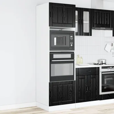 Produktbild von "Schlussverkauf" Küchenschrank/Sideboard - 1 pc - Aufbewahrungsschrank moderne - Schwarz Eichen-Optik 60x57x207 cm  C10253
