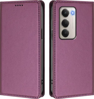 Produktbild von Handyhülle für Xiaomi Redmi 15 5G/4G, Kunstleder Klapphülle Stoßfeste Magnetische Hülle mit Ständer Lila
