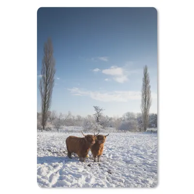 Produktbild von MuchoWow® Mauspad Mousepad Schottischer Highlander - Licht - Schnee 18x27 cm - Mousepads - Maus Mat - Pad - Mausunterlage