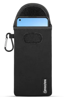 Productafbeelding van MobyDefend Hoesje - Geschikt voor Oppo Reno 8 - Neopreen Pouch Met Karabijnhaak - Insteek - Riemlus - Zwart