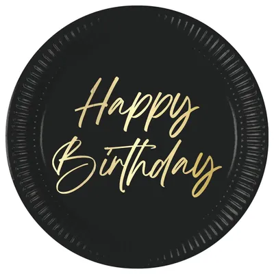 Image de 8 Teller Happy Birthday schwarz & gold