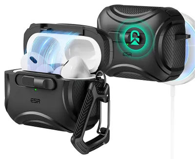 Obrázok produktu pre ESR – Cyber Magnetic Lock HaloLock – ochranné puzdro na slúchadlá – Apple AirPods Pro 1 / 2 – čierne