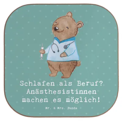 Produktbild von Mr. & Mrs. Panda Untersetzer für Gläser Anästhesistin Freude - Meeresbrise - Geschenk, Berufsalltag, Coaster, Gesundheitswesen, Tassen, Anästhesie, Berufsbild, Glas