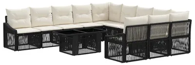 Produktbild von vidaXL Gartensofa-set 12 stk. Schwarz und Cremeweiß Poly-Rattan