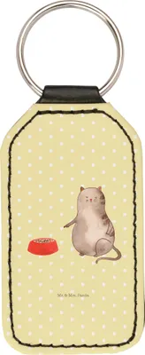 Produktbild von Mr. & Mrs. Panda Schlüsselanhänger Katze Fressen - Gelb Pastell - Geschenk, schlüssel anhänger, für, schlüsselbund, Taschenanhänger, Mit Spruch