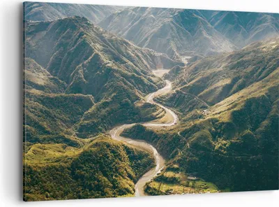 Produktbild von Bild auf Leinwand - Leinwandbild - Einteilig - Berge Weg Wald - 100x70cm - Wand Bild - Wanddeko - Wandbilder - Leinwanddruck - Bilder - Wanddekoration - Leinwand bilder - Wandbild - AA100x70-4700