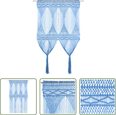 Immagine prodotto di The Living Store Tenda Macramè Blu 140x240 cm Cotone