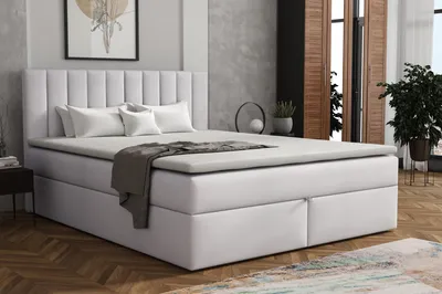 Produktbild von MR GROUP Boxspringbett mit Bettkasten ZADAR, 160x200, hellgrau, H3 Samtstoff Polsterbett mit Matratze und Topper Doppelbett Bett für Schlafzimmer