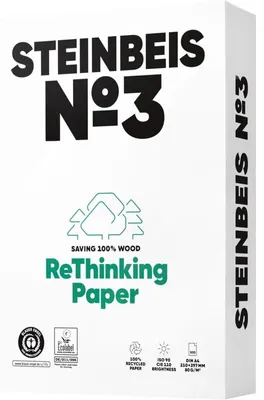 Immagine prodotto di Steinbeis No. 3 Recyclingpapier A 4 80 g 500 Blatt ISO 90