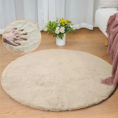 Produktbild von Rundes Teppich von 90 cm in Beige, Weich und Flauschig