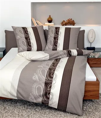 Produktbild von Janine Mako Satin Bettwäsche 4 teilig Bettbezug 135 x 200 cm Kopfkissenbezug 80 x 80 cm 31015-07 cappuccino