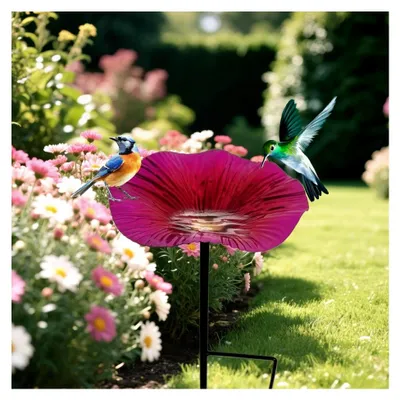 Produktbild von Vogelbadständer | Vogelbadständer mit Wasserspender für den Außenbereich, Blumenform Deko für Garten und Terrasse
