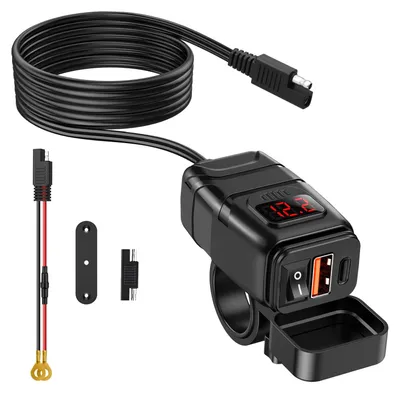 Motorrad-Ladegerät USB-A/USB-C 76,8 W 6,4 A rot
