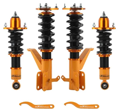 Produktbild von Coilover-Dämpferkit, einstellbare Fahrhöhe 1-3 Zoll, Zwillingsrohrsystem, kompatibel mit Kompaktlimousine 2001-2005, hochfester Stahl, Aluminiumkonstruktion