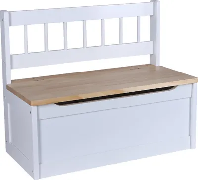 Produktbild von Kindersitztruhe Truhenbank weiß Spielzeugtruhe Sitzbank 60cm