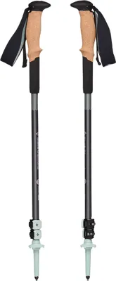 Zwei Trekkingstöcke "Pursuit Shock" von Black Diamond mit ergonomischen Griffen und verstellbarer Länge.