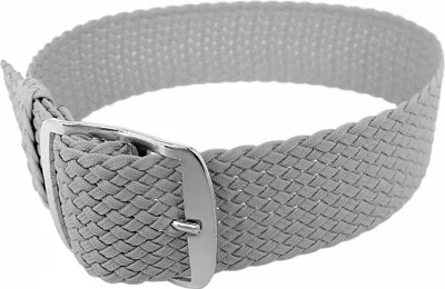 Produktbild von Minott Uhrenarmband in grau Perlon mit Dornschließe | 32994, Stegbreite:18mm, Schließe:Silbern