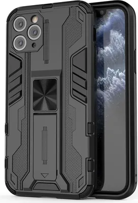 Produktbild von iPhone 11 Pro Hülle, Dual Layer PC TPU Bumper Stoßfest Ständer Schutzhülle für iPhone 11 Pro Schwarz