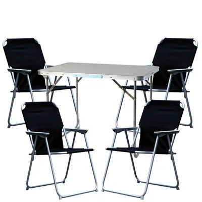 Produktbild von 5-teiliges Campingmöbel Set Alu L80xB60xH68cm Schwarz