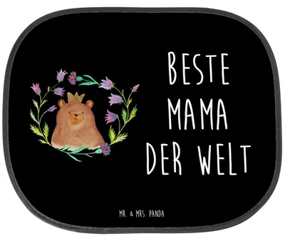 Produktbild von Mr. & Mrs. Panda Sonnenblende Auto Bär Königin - Schwarz - Geschenk, Sonnenschutz, Autoscheibe, Lieblingsmensch, Hitzeschutz, blendschutz, Muttertag, Mama, Mutter, Mom