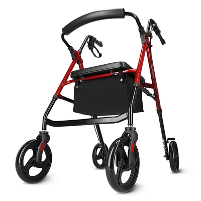 Produktbild von 4FIZJO Rollator, faltbar, Aluminium, Sitz, Tasche, 8 Zoll Räder, bis 136 kg, rot