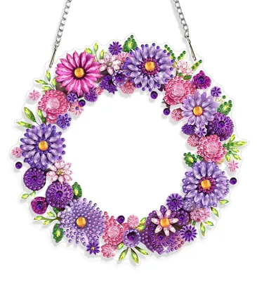 Image de Décoration murale "Blumenkranz" en strass, idéale pour les fenêtres, avec chaîne, décor en cristal, double face