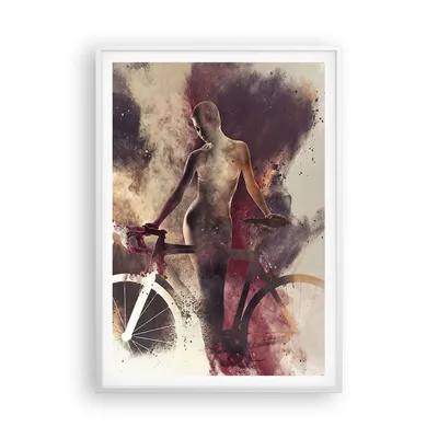 Produktbild von Gerahmtes Poster - Weißer Rahmen - Körper Mädchen Fahrrad Illustration - 70x100 cm - Wand Bild - Wanddeko - Wandbilder - Wandposter - Bilderrahmen - Bilder - Kunstdruck - Wandbild - P2WPA70x100-3136