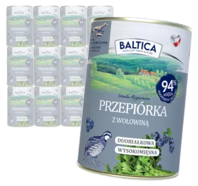 Produktbild von Baltica Wachtel mit Rind 12x400g Duoprotein Getreidefrei Nassfutter für Hunde