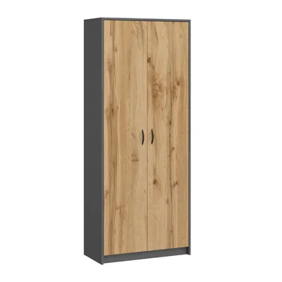 Image de Armoire à vêtements Armoire polyvalente Étagère 74cm de large 180cm de haut Armoire à dossiers avec six étagères et un compartiment supplémentaire, armoire de ménage en gris