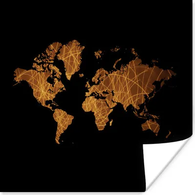 Produktbild von MuchoWow® Poster Weltkarte - Gold - Braun 50x50 cm - Wohnzimmerdekoration