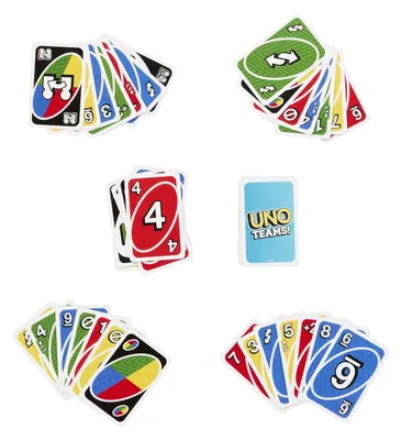 Produktbild von Games UNO Teams Kartenspiel für Kinder, Erwachsene, Familienabend, Partys und Reisen, Kartenspiel, Abwurf, 7 Jahr(e), Familienspiel