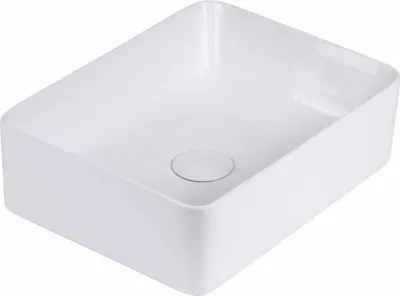 Zdjęcie produktu dla Umywalka nablatowa Roma, ceramiczna, biały połysk, kwadratowa