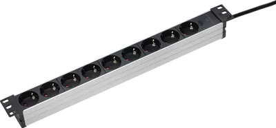 A rack-mountable power strip with multiple outlets.