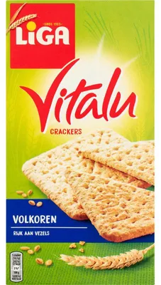 Zdjęcie produktu dla Liga Vitalu Krakersy Pełnoziarniste 200g – Chrupiące, bogate w błonnik przekąski