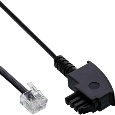 Produktbild von InLine TAE-F Kabel für DSL Splitter, TAE-F ST an Western 6/2 DEC ST, 0,5m, 0,5 m, TAE-F, 6P2C, Stecker, Stecker, Schwarz