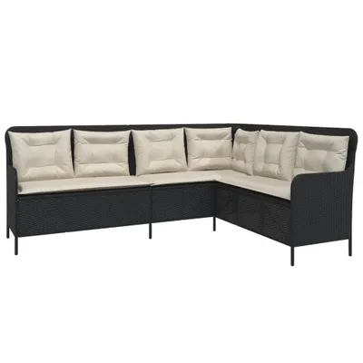 Produktbild von vidaXL Gartensofa in L-Form mit Kissen Schwarz Poly Rattan